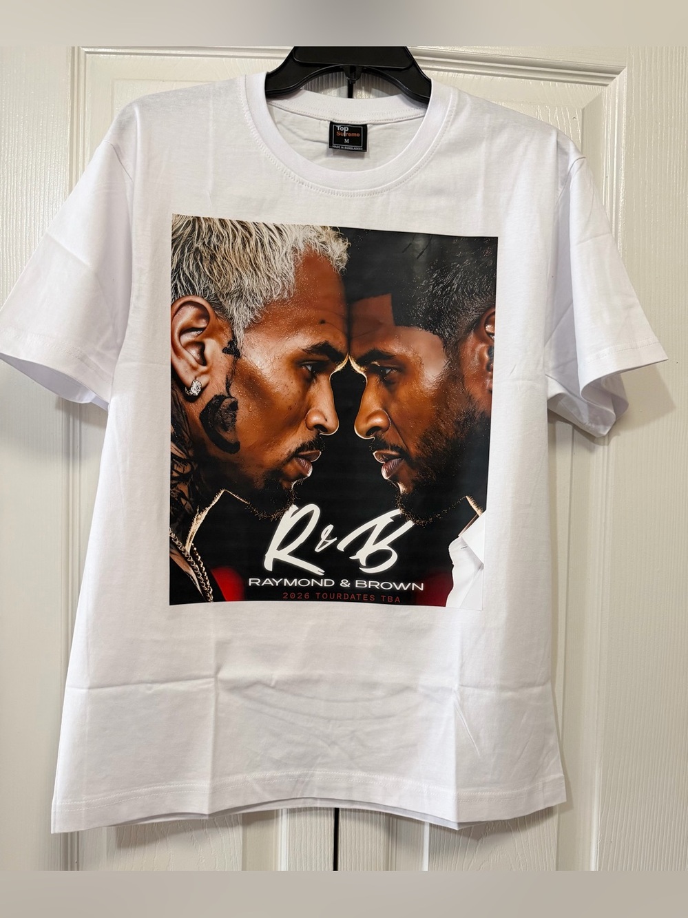 R&B Graphic Tee - White Unisex All Sz Avail (M Ptp 20.5)